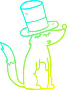 Bir insan tarafından çizilmiş silindir şapkayla ıslık çalan bir kurt çizgi film karakteri.