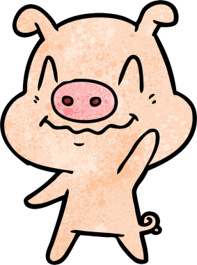 Bir insan tarafından çizilmiş sinirli çizgi film domuzu.