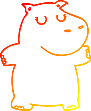 Bir insan tarafından çizilmiş çizgi film hipopotamının sıcak çizgi çizimi