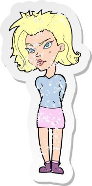 Bir insan tarafından çizilmiş karikatür bir kadının gerilmiş çıkartması.