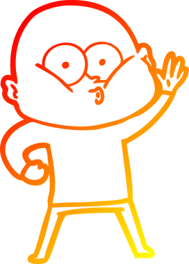 Bir insan tarafından çizilmiş kel bir adamın sıcak çizgi çizimi.