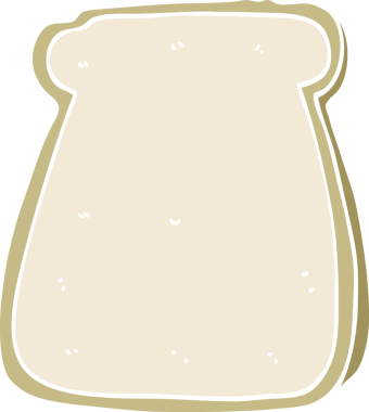 Bir insan tarafından çizilmiş düz renkli bir ekmek dilimi.