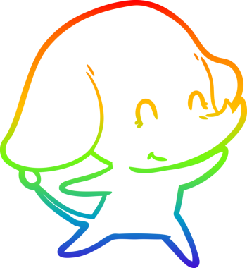 Gökkuşağı gradyan çizgisi bir insan tarafından çizilmiş şirin bir fil çizimi