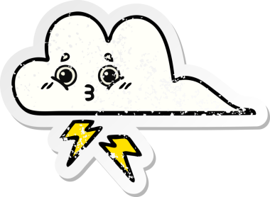 Bir insan tarafından çizilmiş tatlı bir karikatür fırtına bulutunun sıkıntılı çıkartması