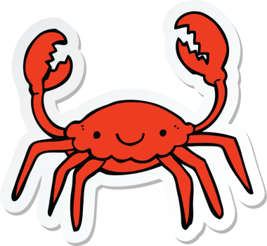 Bir insan tarafından çizilmiş karikatür yengeci çıkartması.