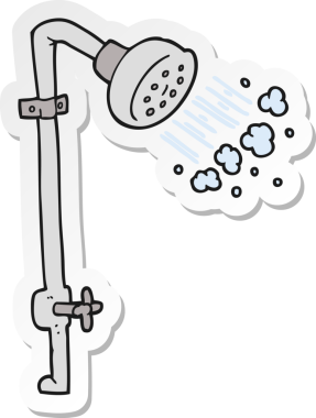 Bir insan tarafından çizilmiş bir duşun çıkartması.