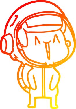 Bir insan tarafından çizilmiş mutlu bir astronotun sıcak çizgi çizimi