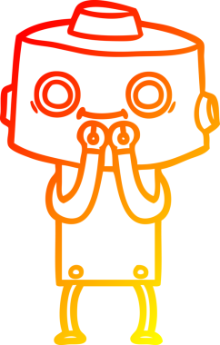 Bir insan tarafından çizilen çizgi film robotunun sıcak çizgi çizimi