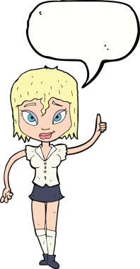 Bir insan tarafından çizilen konuşma baloncuğuyla nokta koyan çizgi film kadını.