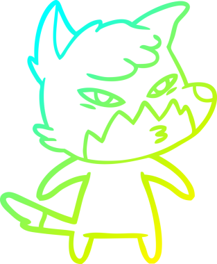 Bir insan tarafından çizilmiş akıllı bir tilkinin soğuk çizgi çizimi.