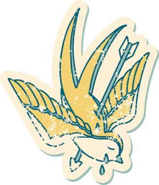 Bir insanın çizdiği okla delinmiş bir kırlangıcın sembolik dövmesi.