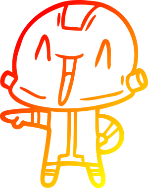 Bir insan tarafından çizilen çizgi film robotunun sıcak çizgi çizimi