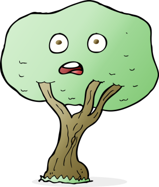 Bir insan tarafından çizilmiş mutsuz bir ağaç.