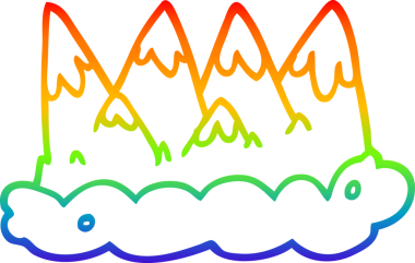 gökkuşağı gradyanı bir insan tarafından çizilmiş bir çizgi dağ çizimi