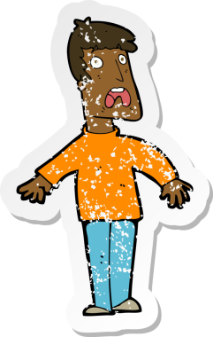 Bir insanın çizdiği korku dolu bir karikatürün gerilimli çıkartması.