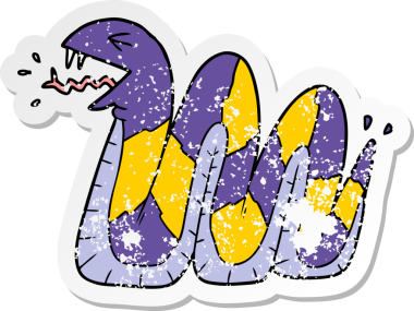 Bir insan tarafından çizilmiş tıslayan yılanın kederli çıkartması.