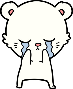 Bir insan tarafından çizilmiş üzgün küçük kutup ayısı çizgi filmi.