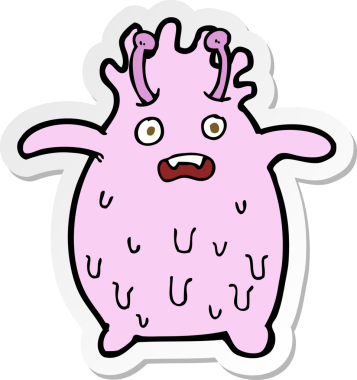 Bir insan tarafından çizilmiş komik balçık canavarının çıkartması.