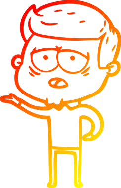 Bir insan tarafından çizilmiş, yorgun bir adamın çizgi çizimi.