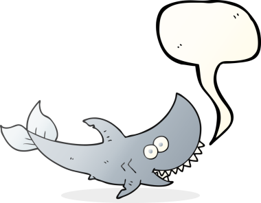 Bir insan tarafından çizilmiş serbest konuşma balonu karikatürü köpek balığı.