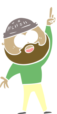 Düz renkli çizgi film sakallı adam bir insan tarafından çizilmiş.