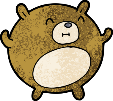 Bir insan tarafından çizilmiş çizgi film ayısı.