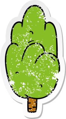 Bir insan tarafından çizilmiş, kederli bir karikatür karalaması tek yeşil ağaç.