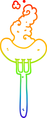 Bir insan tarafından çizilen çatalla çizilmiş bir sosisin çizimi.