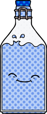 Bir insan tarafından çizilmiş eski bir su şişesi.