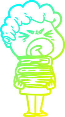 Bir insan tarafından çizilmiş öfkeli bir çizgi film karakteri.