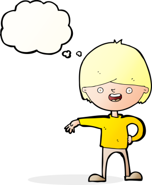 Bir insan tarafından çizilmiş düşünce balonlu mutlu adam çizgi filmi.