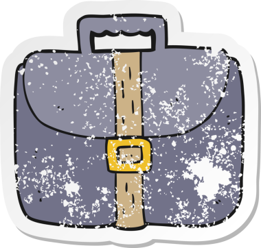 Bir insan tarafından çizilmiş karikatür çantasının gerilimli etiketi.