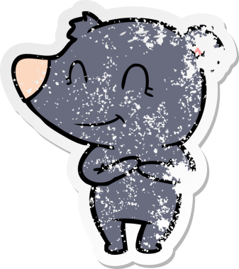 Bir insan tarafından çizilmiş dost canlısı bir ayı çizgi filminin sıkıntılı çıkartması.