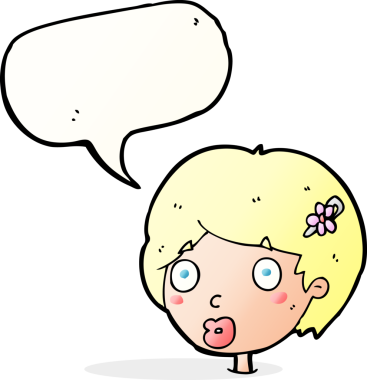 Bir insan tarafından çizilen konuşma baloncuğuyla kadın yüzü şaşırtılıyor.