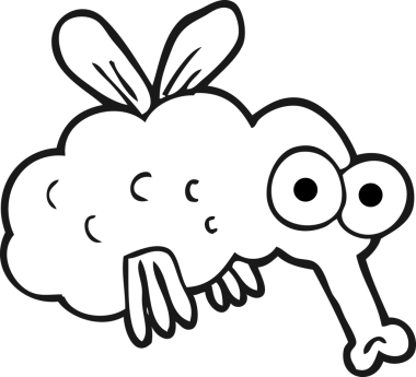 Bir insan tarafından çizilmiş serbest çizim siyah beyaz çizgi film sineği