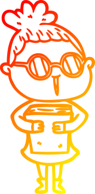 Bir insan tarafından çizilmiş gözlüklü bir karikatür kadın çizimi.