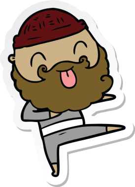 Bir insan tarafından çizilmiş sakallı bir adamın çıkartması.