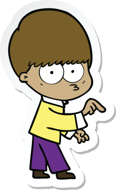 Bir insan tarafından çizilmiş sinirli bir çizgi film çocuğunun çıkartması.