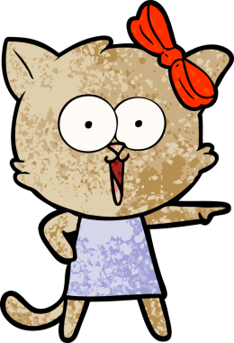 Bir insan tarafından çizilmiş çizgi film kedisi.