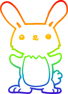 Gökkuşağı gradyan çizgisi. Bir insan tarafından çizilmiş şirin bir tavşan çizimi.