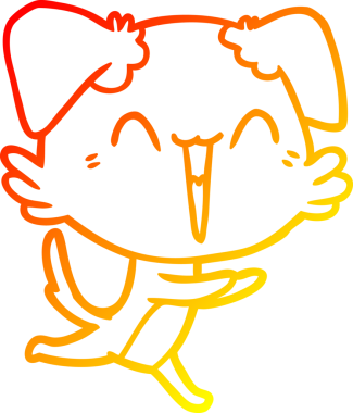 Bir insan tarafından çizilmiş mutlu, küçük bir köpek çizgi filmi.