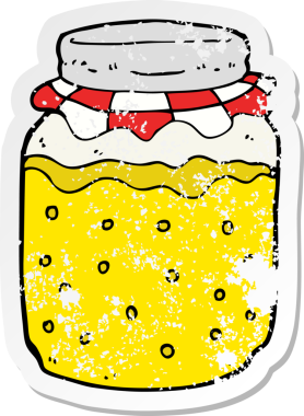 Bir insan tarafından çizilmiş bal kavanozunun gerilimli yapıştırması.