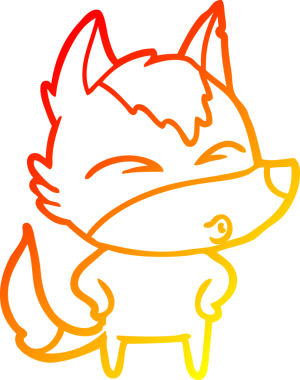 Bir insan tarafından çizilmiş bir kurt çizgi filminin sıcak çizgi çizimi.