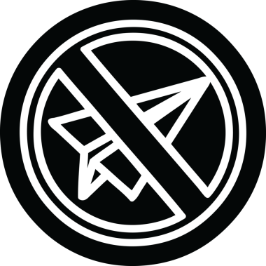 bir insan tarafından çizilmiş kağıt uçak yasağı simgesi