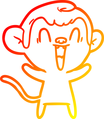 Bir insan tarafından çizilmiş gülen maymun çizgi çizimi.