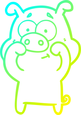 Bir insan tarafından çizilmiş mutlu çizgi film domuzu çizimi.