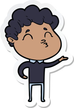 Bir insan tarafından çizilmiş karikatür adamın çıkartması.