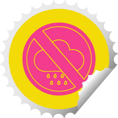 Yağmur olmayan bir karikatürün dairesel kabuk soyma etiketi bir insan tarafından çizilmesine izin veriliyor