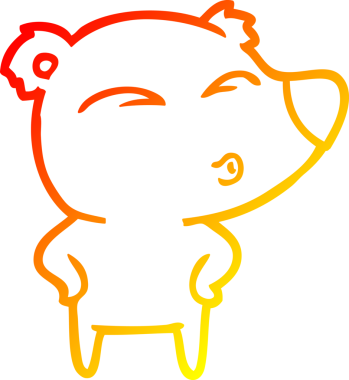 Bir insan tarafından çizilen çizgi film ıslık çalan ayının sıcak çizgi çizimi