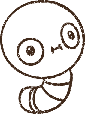 Bir insan tarafından çizilmiş şirin Tırtıl Kömürü.